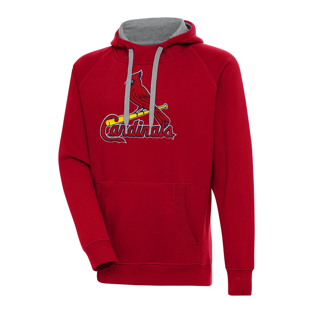 Men's Antigua Red St. Louis Cardinals Victory Chenille Pullover Hoodie