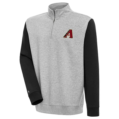 Men's Antigua Heather Gray/Black Arizona Diamondbacks Victory Colorblock Quarter-Zip Pullover Top