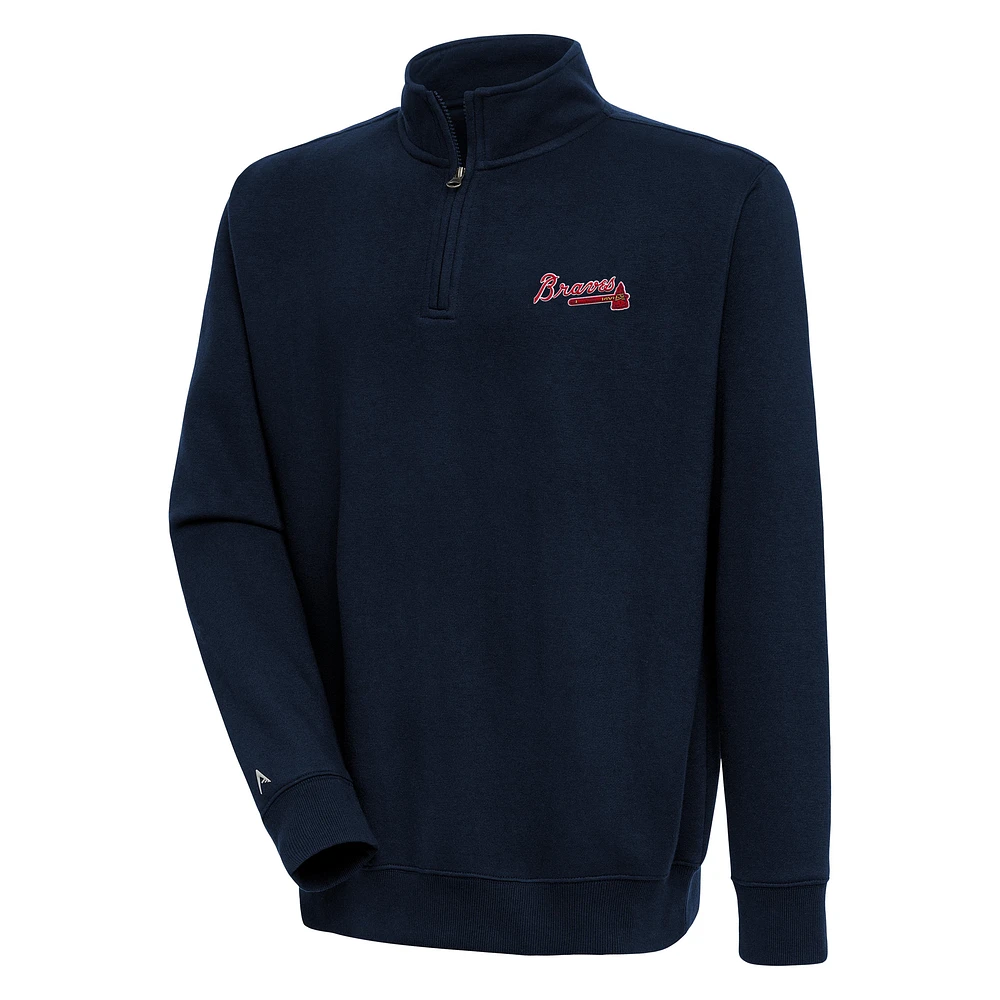 Men's Antigua Navy Atlanta Braves Victory Quarter-Zip Pullover Top