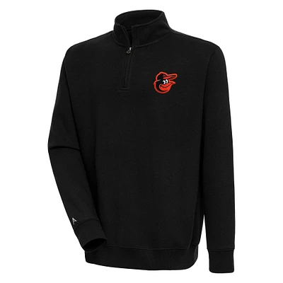 Men's Antigua Black Baltimore Orioles Victory Quarter-Zip Pullover Top