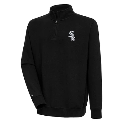 Men's Antigua Black Chicago White Sox Victory Quarter-Zip Pullover Top