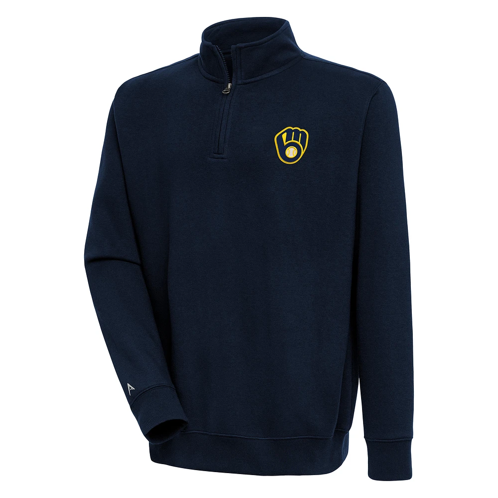 Men's Antigua Navy Milwaukee Brewers Victory Quarter-Zip Pullover Top