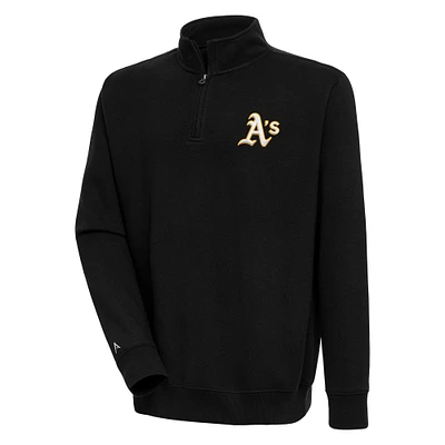 Men's Antigua Black Athletics Victory Quarter-Zip Pullover Top