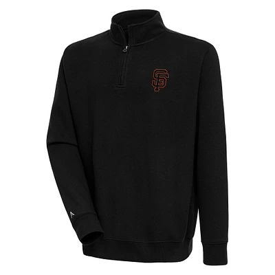 Men's Antigua Black San Francisco Giants Victory Quarter-Zip Pullover Top
