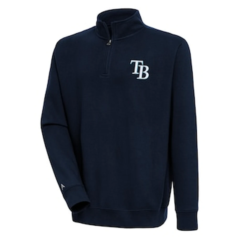 Men's Antigua Navy Tampa Bay Rays Victory Quarter-Zip Pullover Top