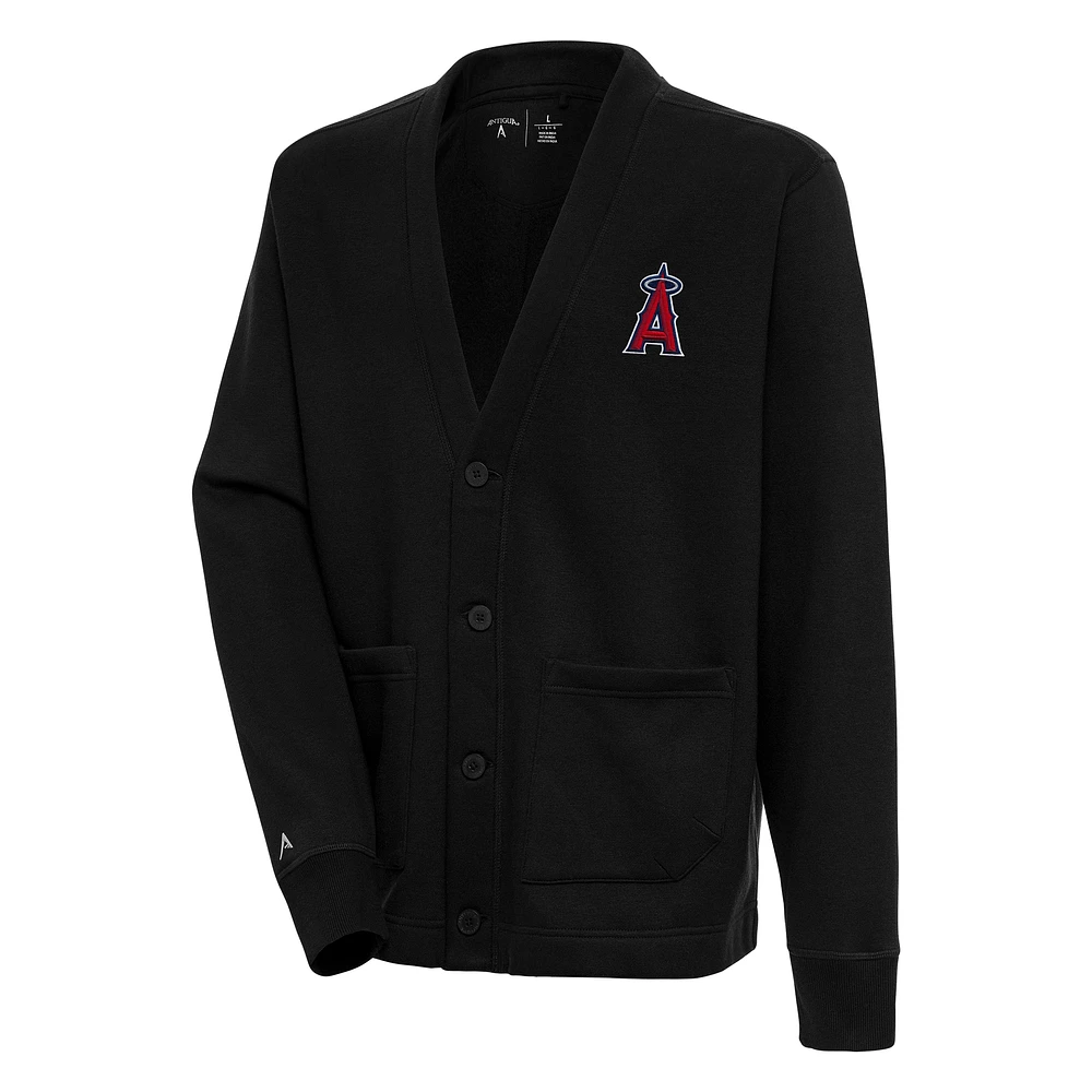 Men's Antigua Black Los Angeles Angels Button-Up Cardigan