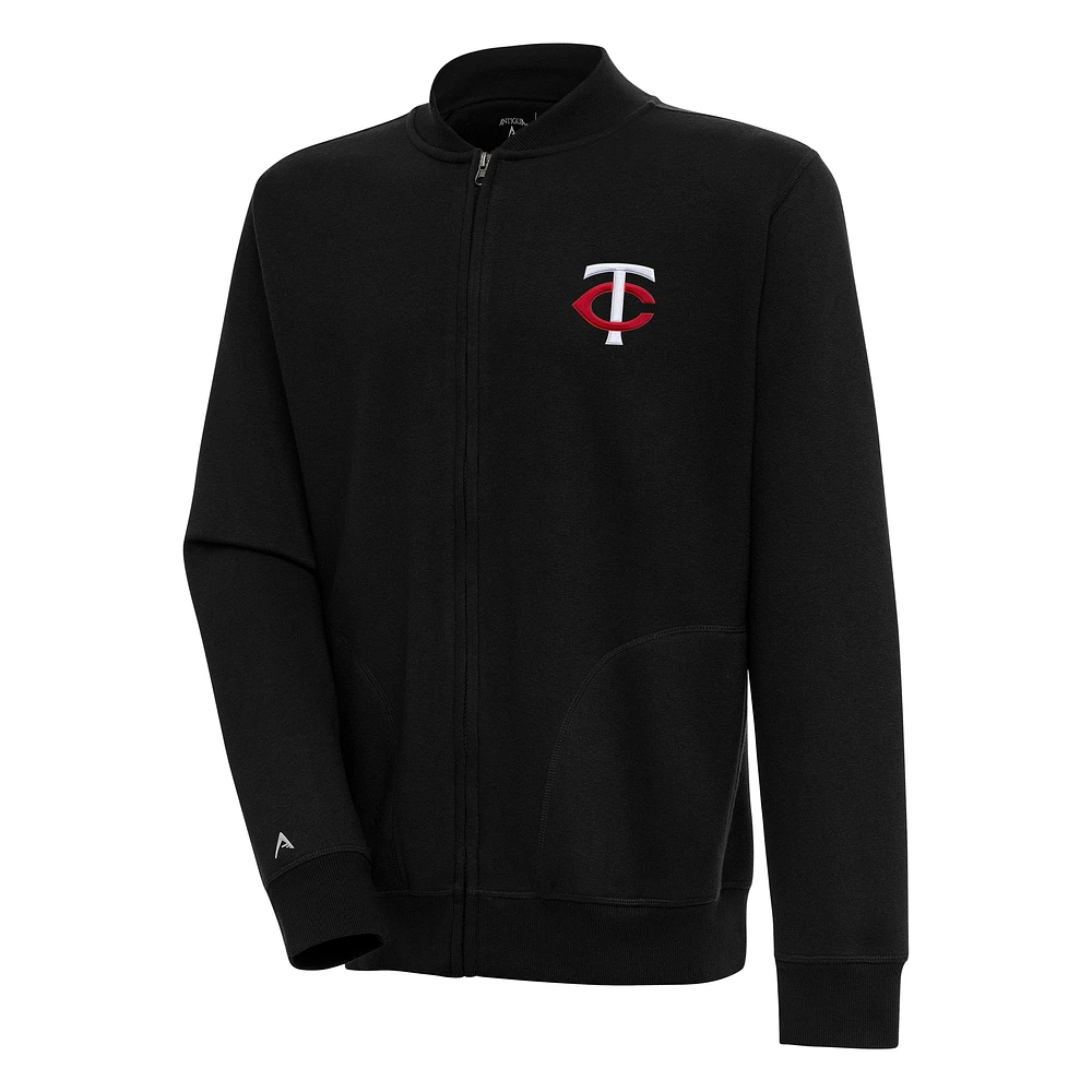Men's Antigua Black Minnesota Twins Victory Full-Zip Jacket
