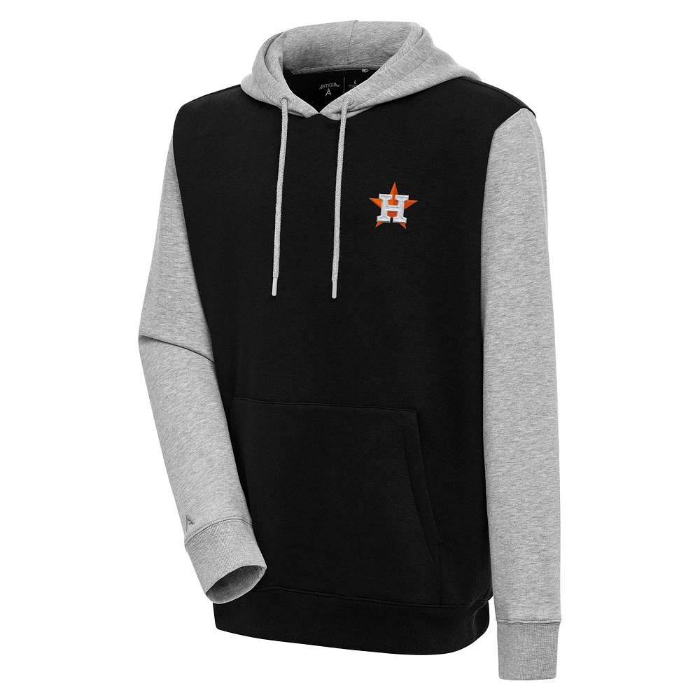 Men's Antigua Black/Heather Gray Houston Astros Victory Pullover Hoodie
