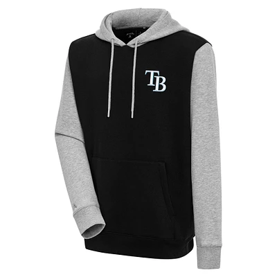 Men's Antigua Black/Heather Gray Tampa Bay Rays Victory Pullover Hoodie