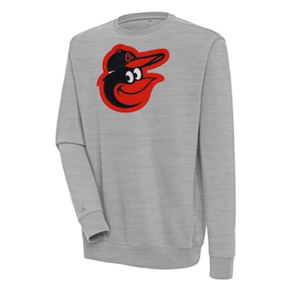 Men's Antigua Heather Gray Baltimore Orioles Victory Pullover Sweatshirt
