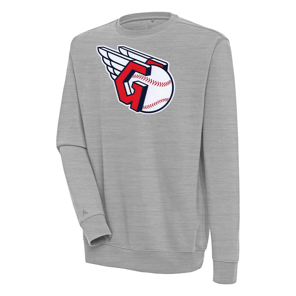 Men's Antigua Heather Gray Cleveland Guardians Victory Pullover Sweatshirt