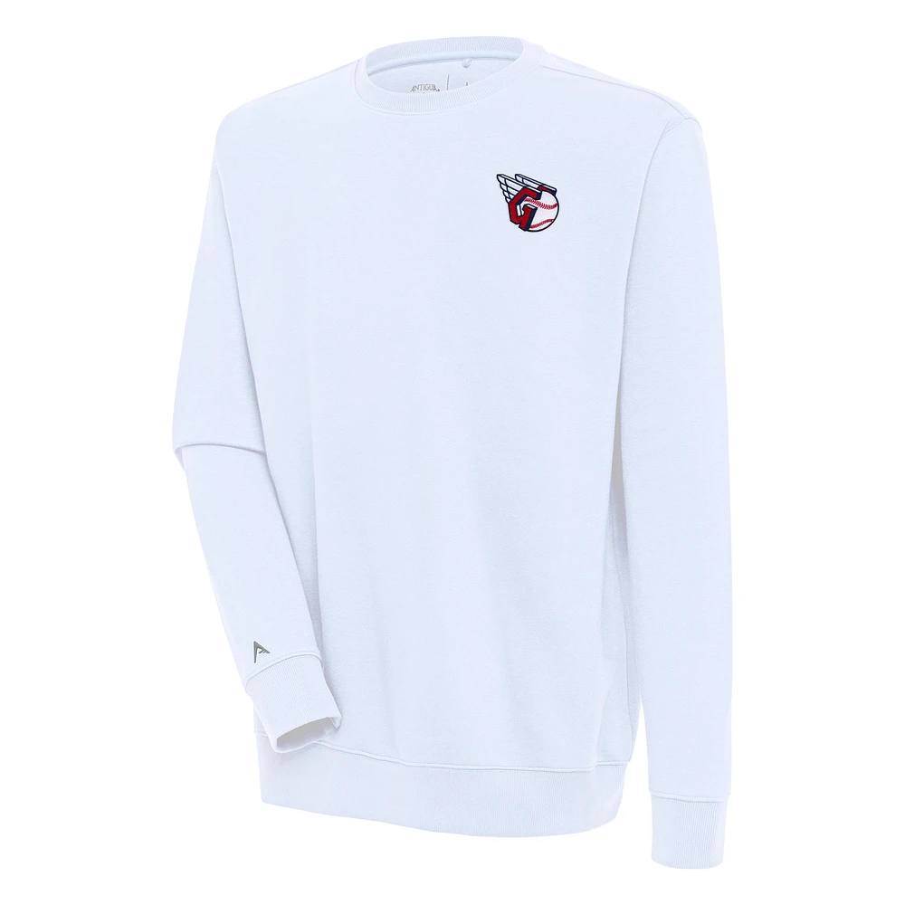 Men's Antigua White Cleveland Guardians Victory Pullover Sweatshirt