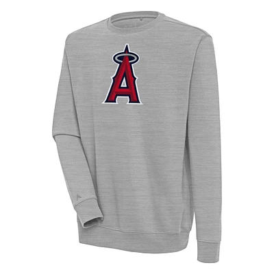 Men's Antigua  Heather Gray Los Angeles Angels Victory Pullover Sweatshirt