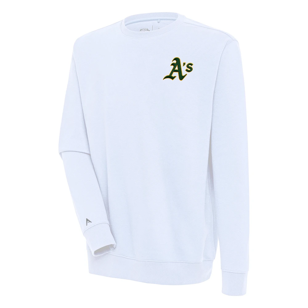 Men's Antigua White Athletics Victory Pullover Sweatshirt