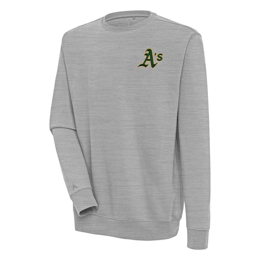Men's Antigua Heather Gray Athletics Victory Pullover Sweatshirt