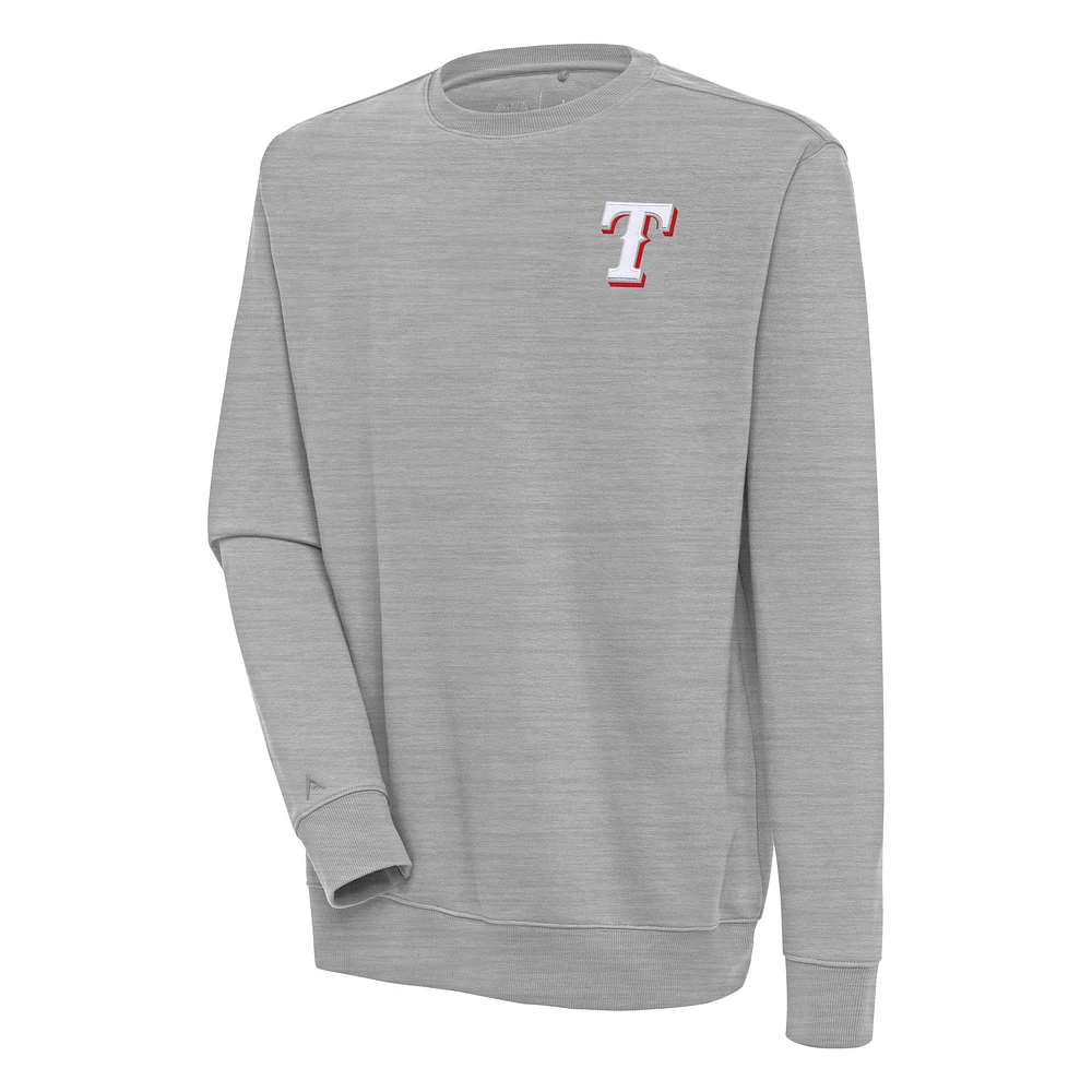 Men's Antigua Heather Gray Texas Rangers Victory Pullover Sweatshirt