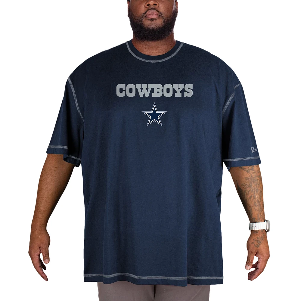 Men's New Era Navy Dallas Cowboys Third Down Big & Tall Puff Print T-Shirt