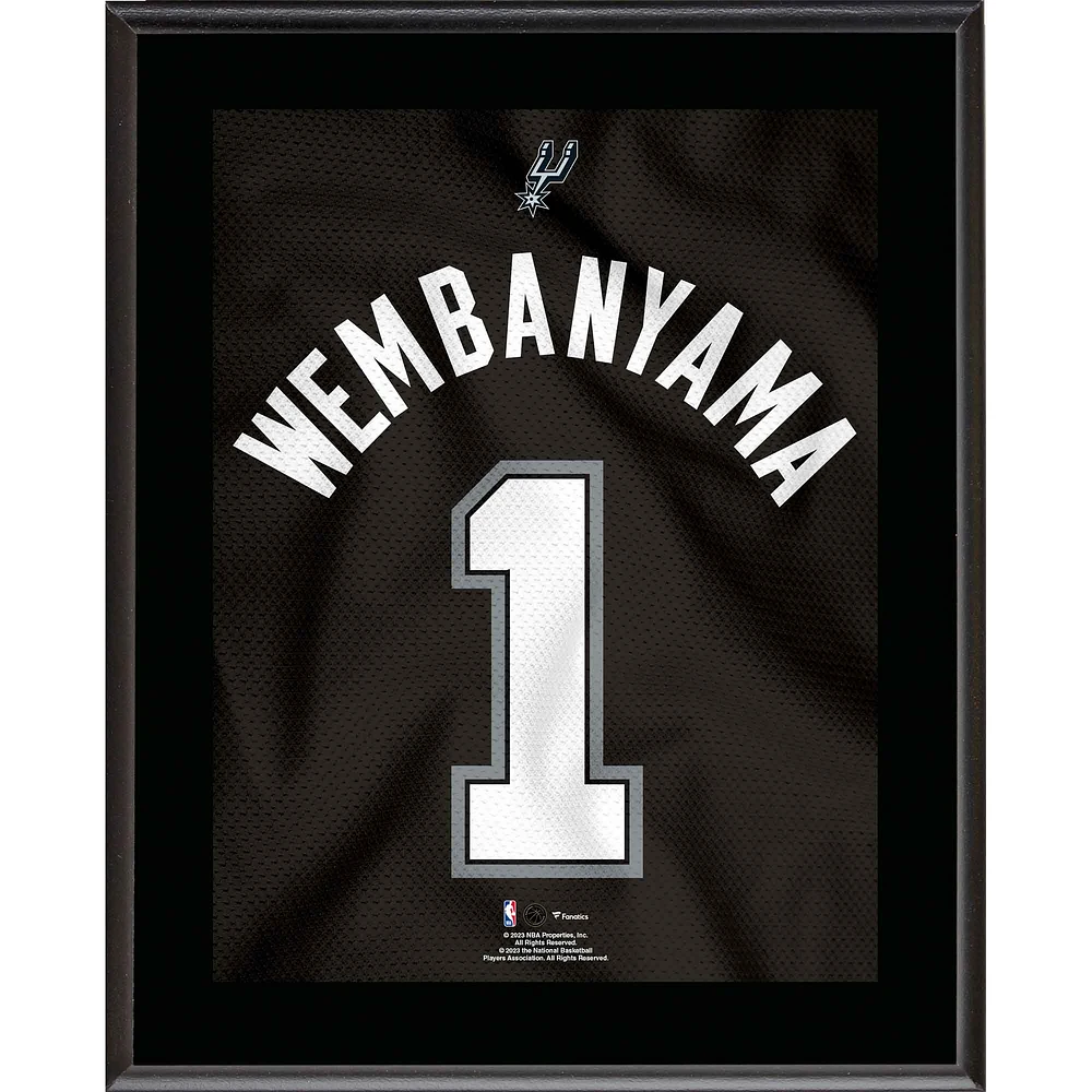Victor Wembanyama San Antonio Spurs 10.5" x 13" #1 Black Jersey Sublimated Plaque