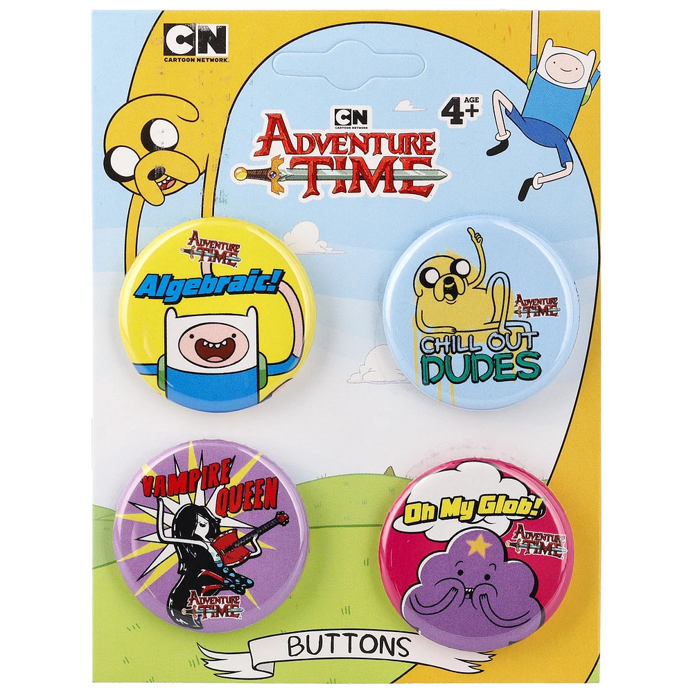 Adventure Time Set of Four 1.25" Buttons