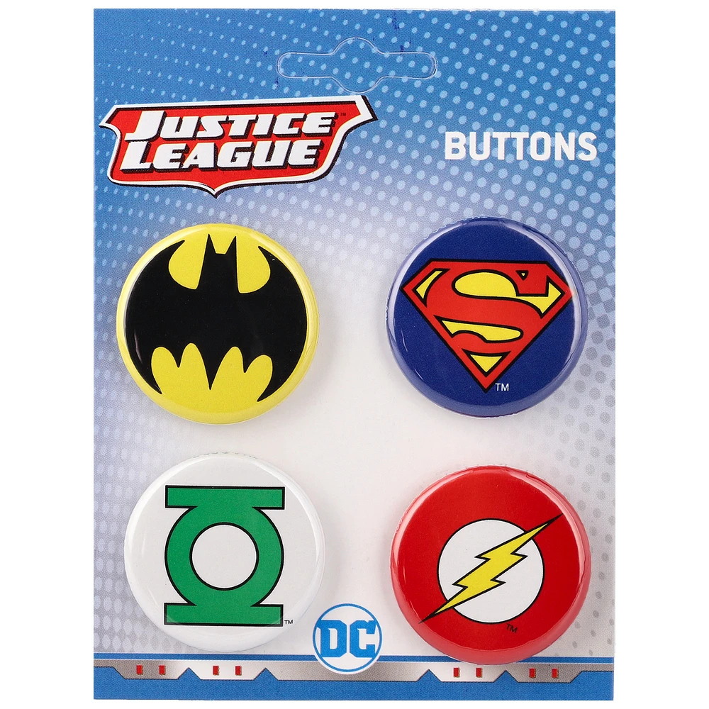 Justice League Set of Four 1.25" Buttons