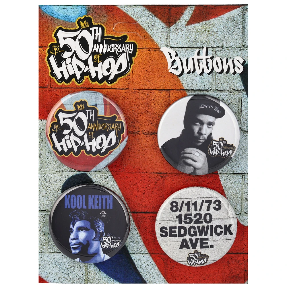 50th Anniversary of Hip Hop Set of Four 1.25" Buttons