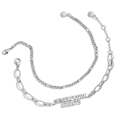 WEAR by Erin Andrews x Baublebar Silver New York Giants Linear Bracelet Set