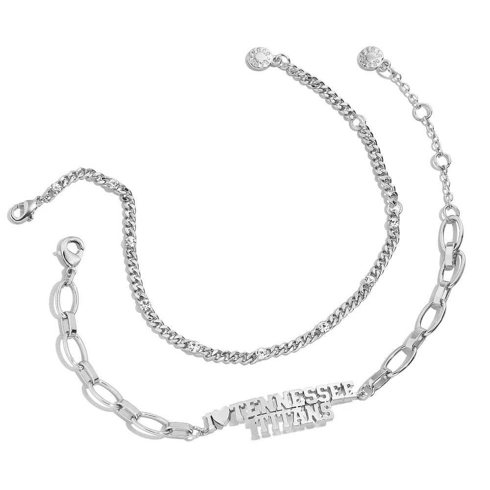 WEAR by Erin Andrews x Baublebar Silver Tennessee Titans Linear Bracelet Set