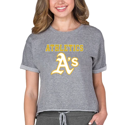 Women's Concepts Sport Gray Athletics Tri-Blend Mainstream Terry Short Sleeve Sweatshirt Top