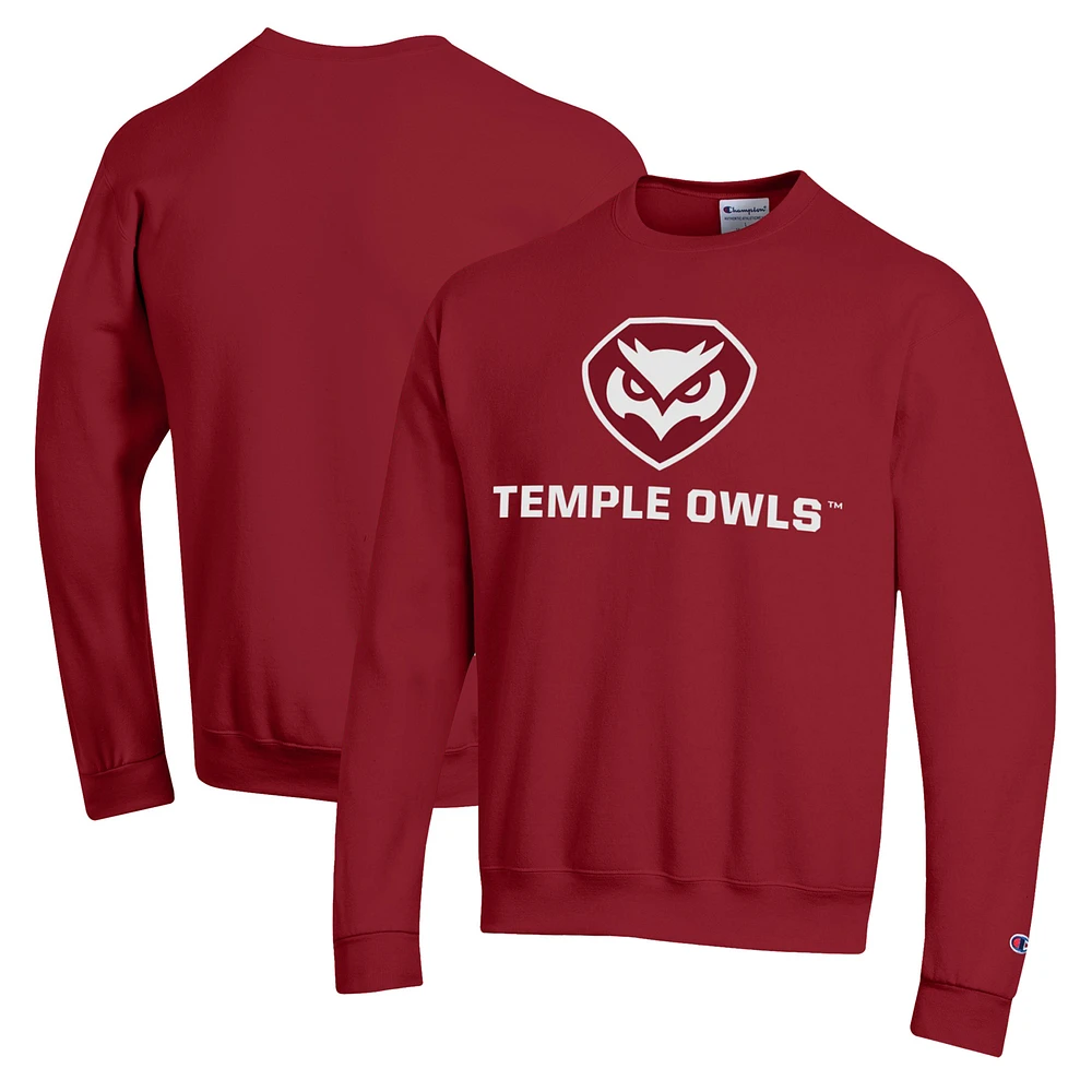 Men's Champion Cherry Temple Owls Eco Powerblend Pullover Sweatshirt