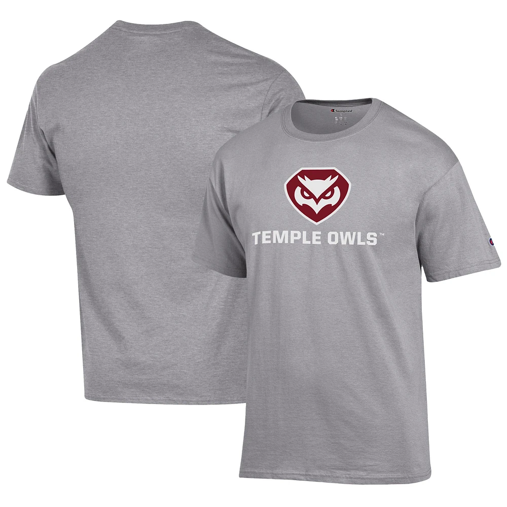 Men's Champion Gray Temple Owls Jersey T-Shirt