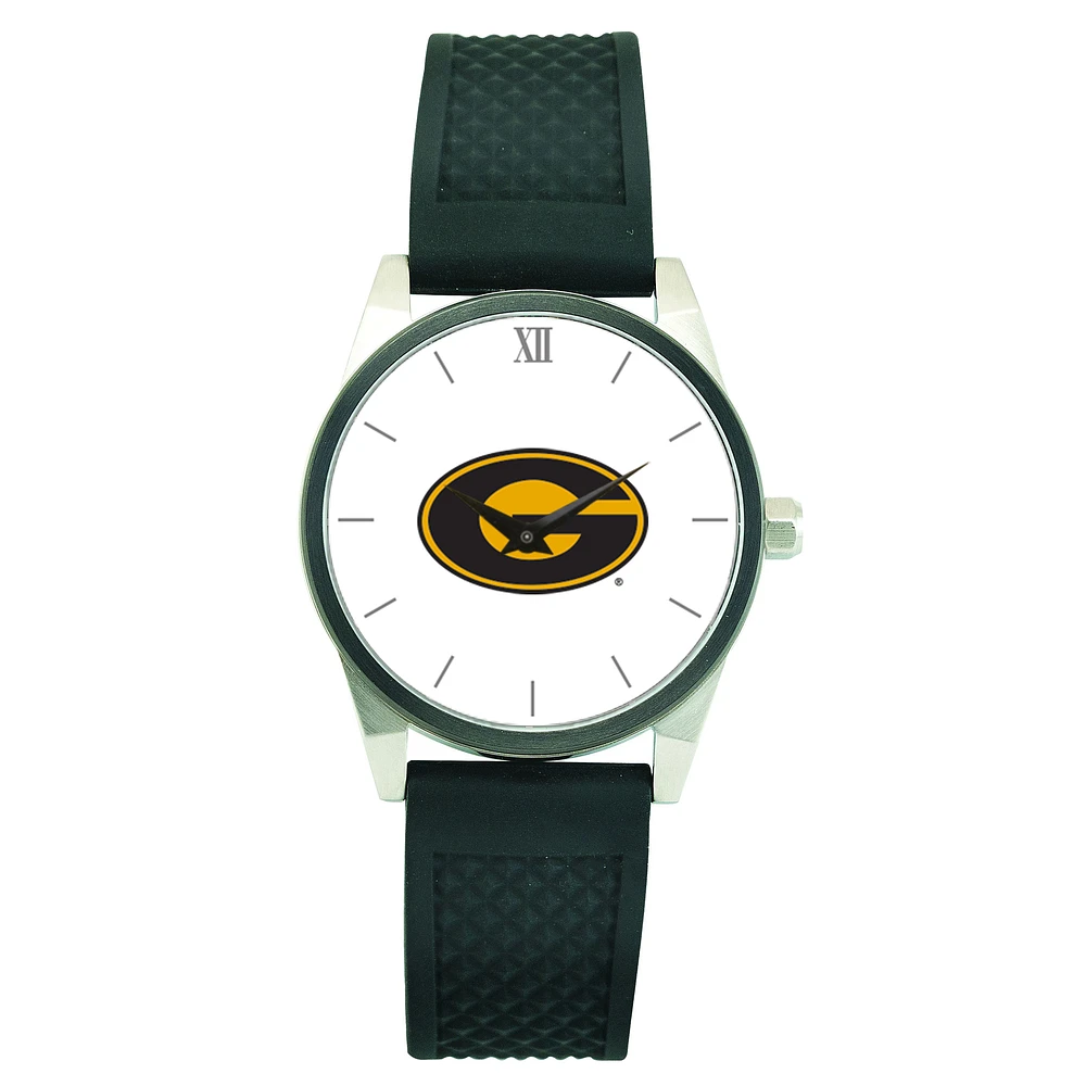 Men's Silver Grambling Tigers Black Silicone Strap Wristwatch
