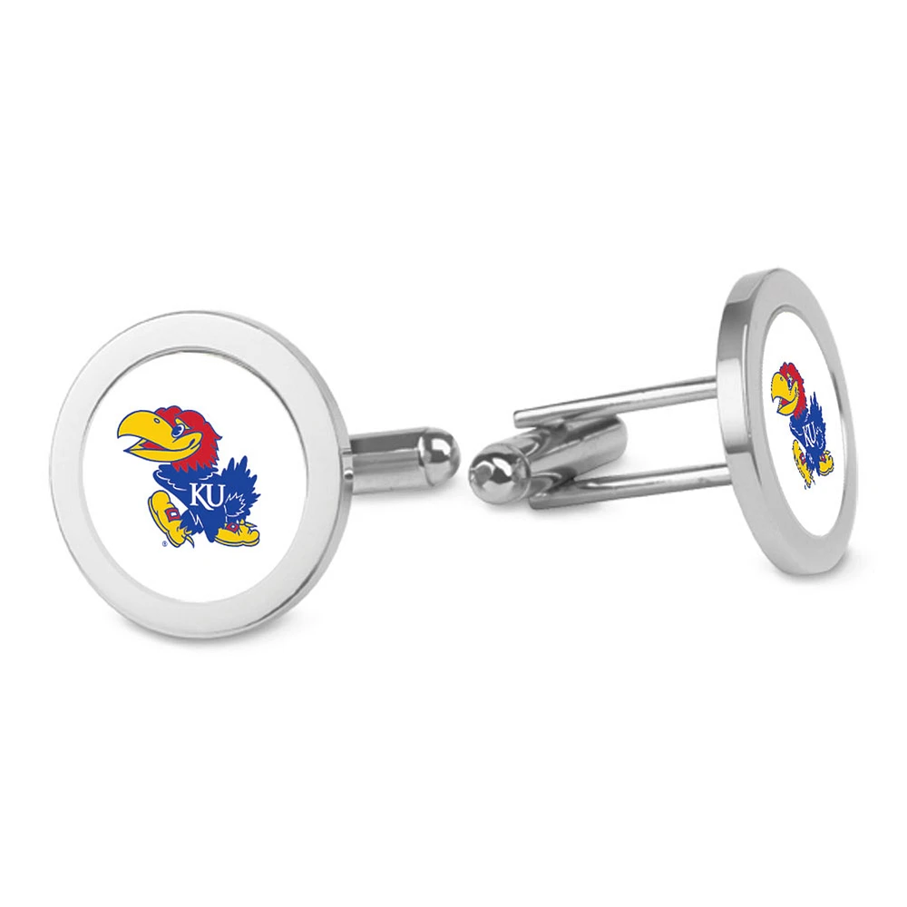 Silver Kansas Jayhawks Cufflinks