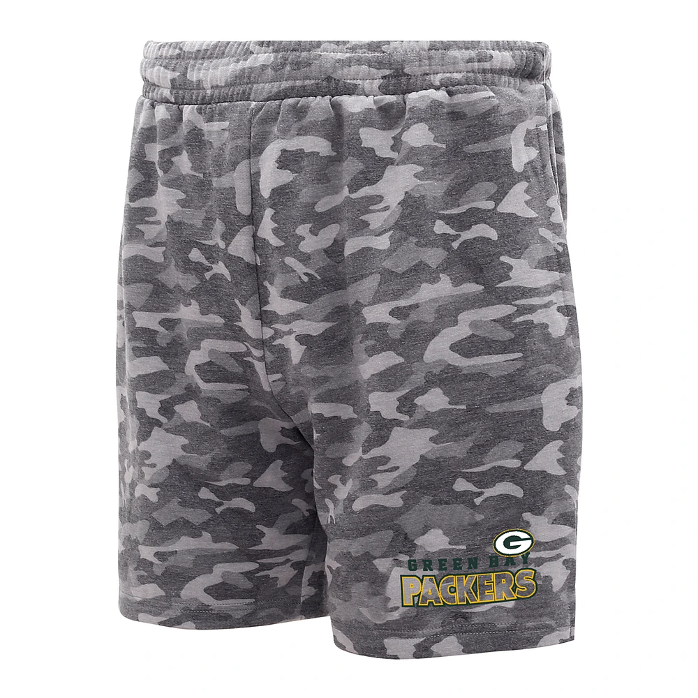 Men's Concepts Sport Charcoal Green Bay Packers Biscayne Camo Shorts
