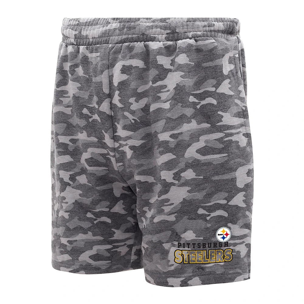 Men's Concepts Sport Charcoal Pittsburgh Steelers Biscayne Camo Shorts