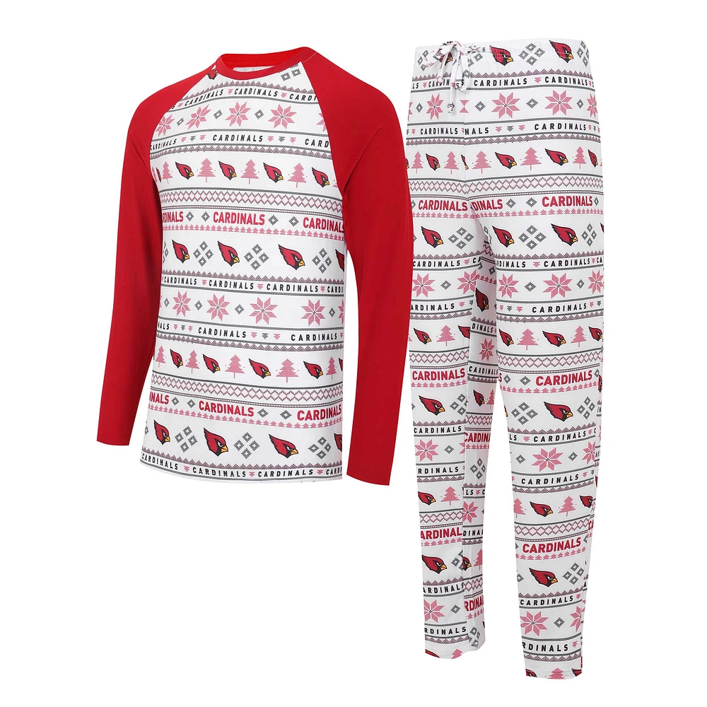 Men's Concepts Sport White/Cardinal Arizona Cardinals Tinsel Raglan Long Sleeve Top & Pants Sleep Set