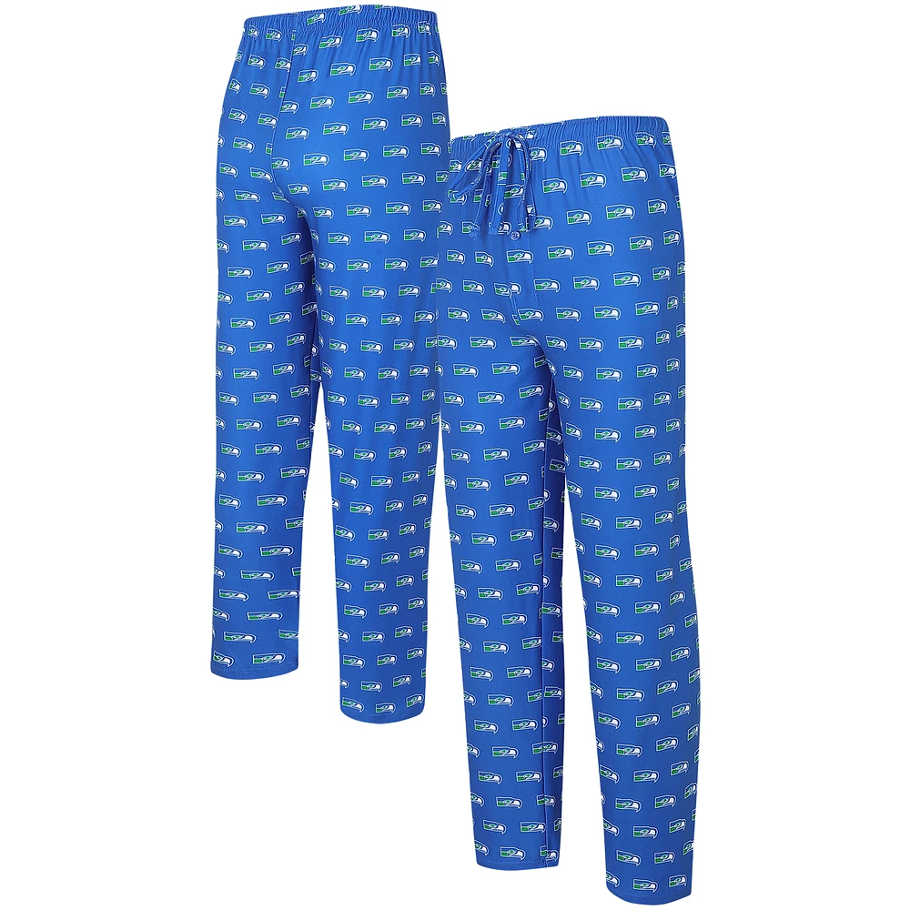 Men's Concepts Sport Royal Seattle Seahawks Gauge Throwback Allover Print Knit Pants