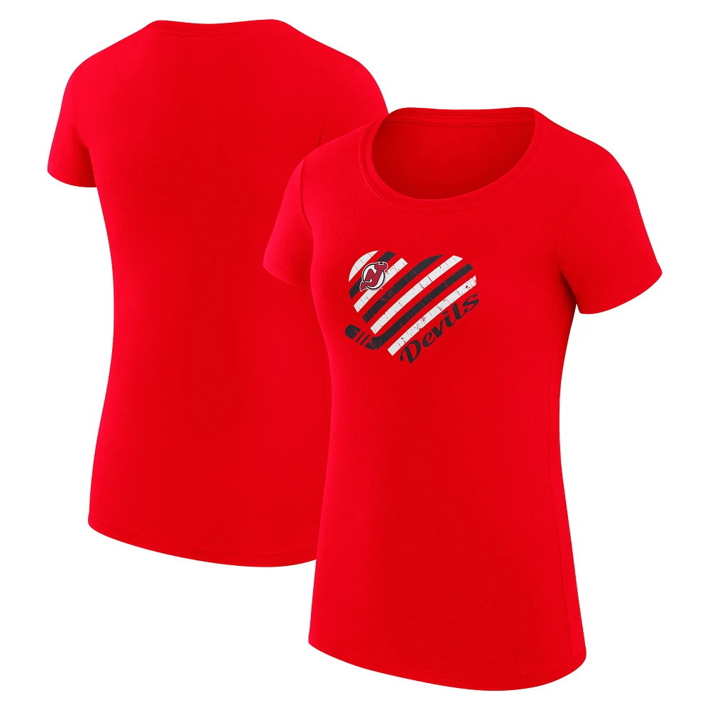 Women's G-III 4Her by Carl Banks New Jersey Devils Super-Slim Fit Lightweight Heart T-Shirt