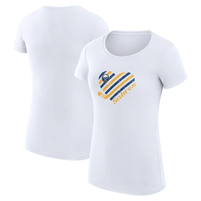 Women's G-III 4Her by Carl Banks White Buffalo Sabres Super-Slim Fit Lightweight Heart T-Shirt
