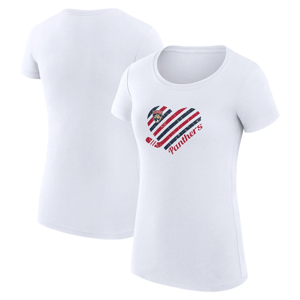 Women's G-III 4Her by Carl Banks White Florida Panthers Super-Slim Fit Lightweight Heart T-Shirt