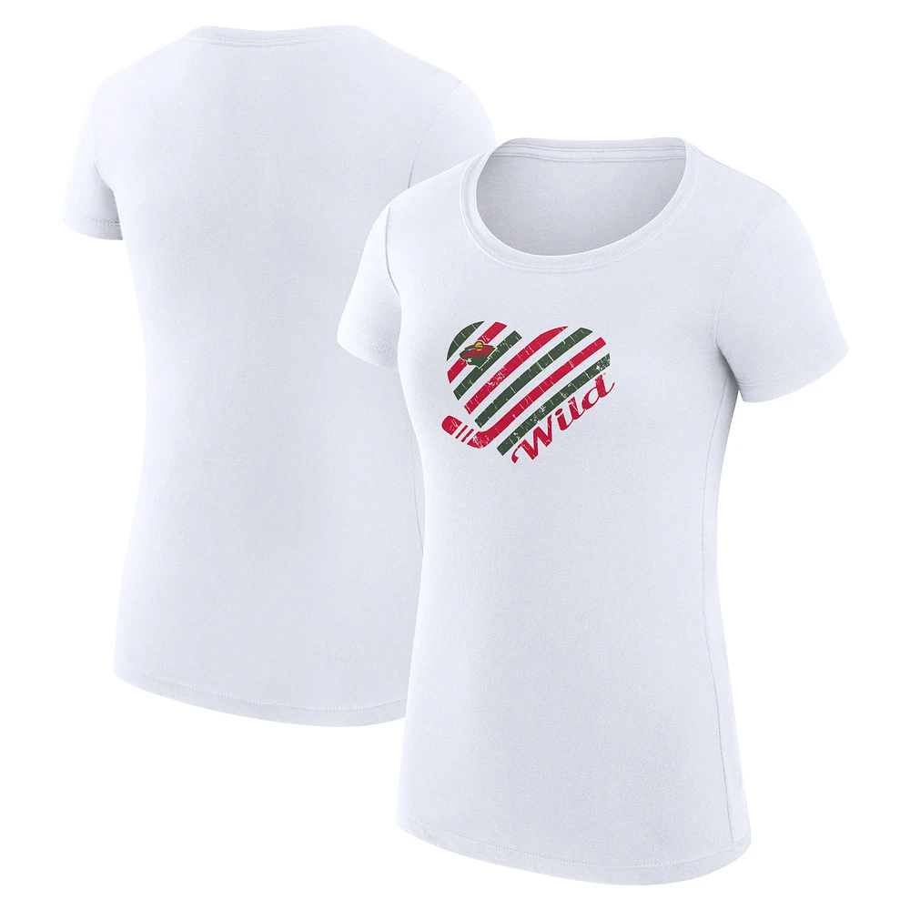 Women's G-III 4Her by Carl Banks Minnesota Wild Super-Slim Fit Lightweight Heart T-Shirt