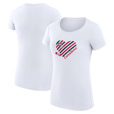 Women's G-III 4Her by Carl Banks White Montreal Canadiens Heart Fitted T-Shirt