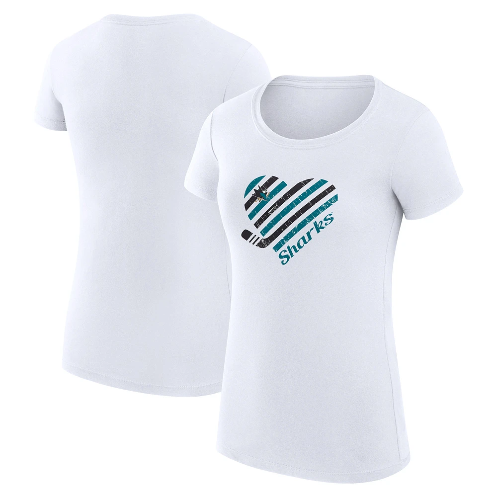 Women's G-III 4Her by Carl Banks San Jose Sharks Super-Slim Fit Lightweight Heart T-Shirt