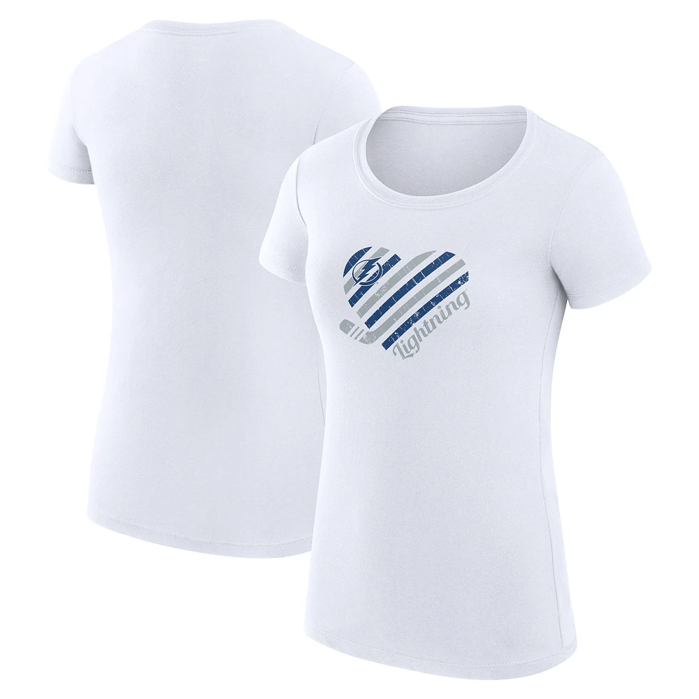 Women's G-III 4Her by Carl Banks White Tampa Bay Lightning Super-Slim Fit Lightweight Heart T-Shirt