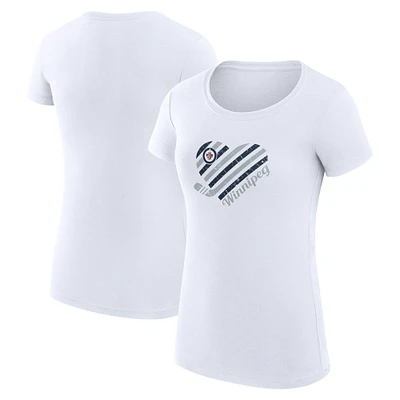 Women's G-III 4Her by Carl Banks White Winnipeg Jets Super-Slim Fit Lightweight Heart T-Shirt