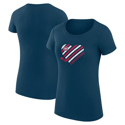 Women's G-III 4Her by Carl Banks Navy Montreal Canadiens Super-Slim Fit Lightweight Heart T-Shirt