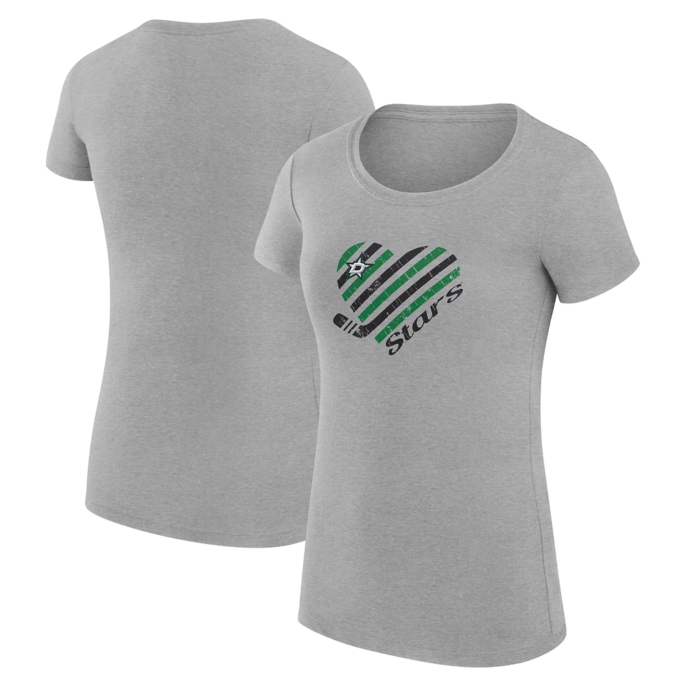 Women's G-III 4Her by Carl Banks Heather Gray Dallas Stars Super-Slim Fit Lightweight Heart T-Shirt