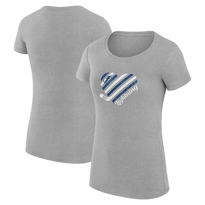 Women's G-III 4Her by Carl Banks Heather Gray Tampa Bay Lightning Super-Slim Fit Lightweight Heart T-Shirt