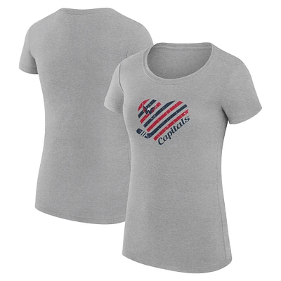 Women's G-III 4Her by Carl Banks Heather Gray Washington Capitals Super-Slim Fit Lightweight Heart T-Shirt