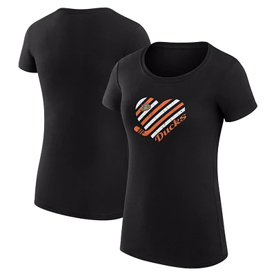 Women's G-III 4Her by Carl Banks Anaheim Ducks Super-Slim Fit Lightweight Heart T-Shirt