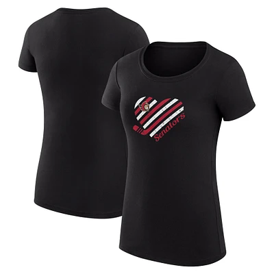 Women's G-III 4Her by Carl Banks Black Ottawa Senators Super-Slim Fit Lightweight Heart T-Shirt
